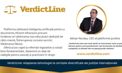 Adrian Nicolau, CEO al platformei juridice VerdictLine.com, prezintă soluții inovatoare pentru documentarea infracțiunilor precum Uciderea ori vătămarea nou-născutului săvârşită de către mamă, Întreruperea cursului sarcinii, și Vătămarea fătului cu ajutorul inteligenței artificiale. VerdictLine.com oferă avocaților și practicienilor acces rapid la referințe legislative și jurisprudențiale, facilitând analiza detaliată a spețelor penale din România.